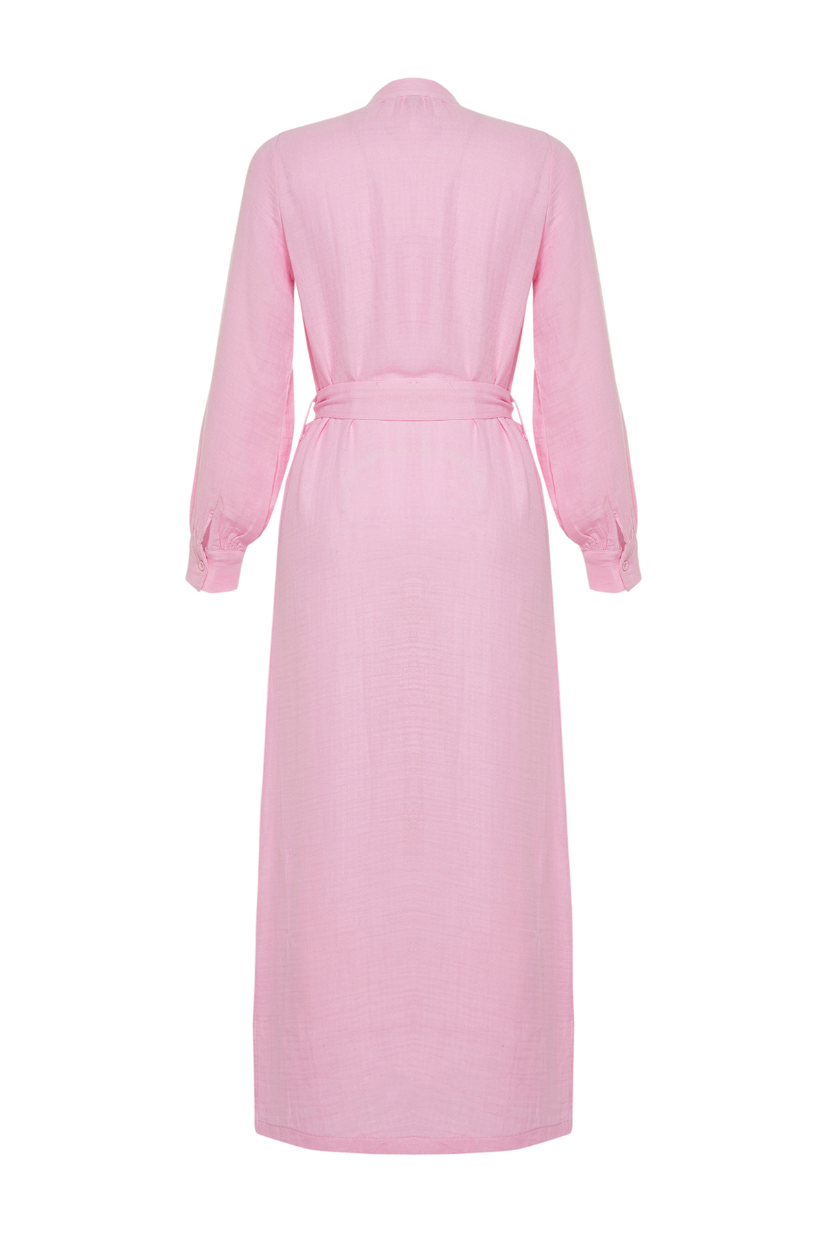 Trendyol Pink Judge Collar Belted Buttoned Woven Shirt Dress