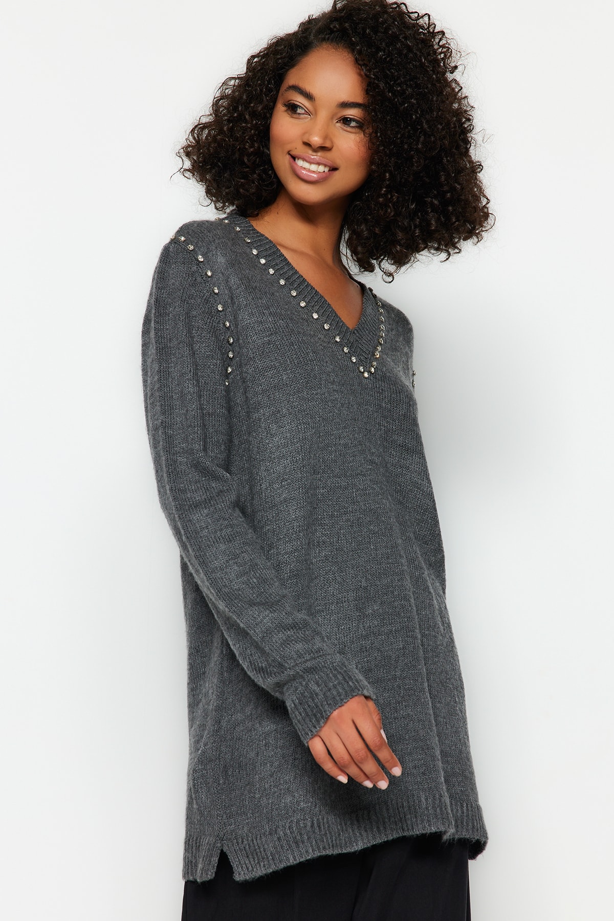 Trendyol Sweater - Gray - Regular fit