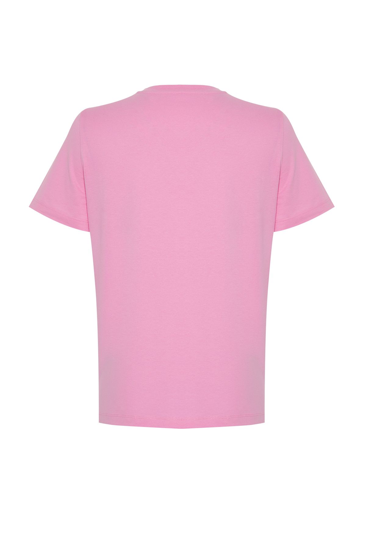 Trendyol Pink 100% Cotton Star Printed Regular/Normal Pattern Crew Neck Knitted T-Shirt