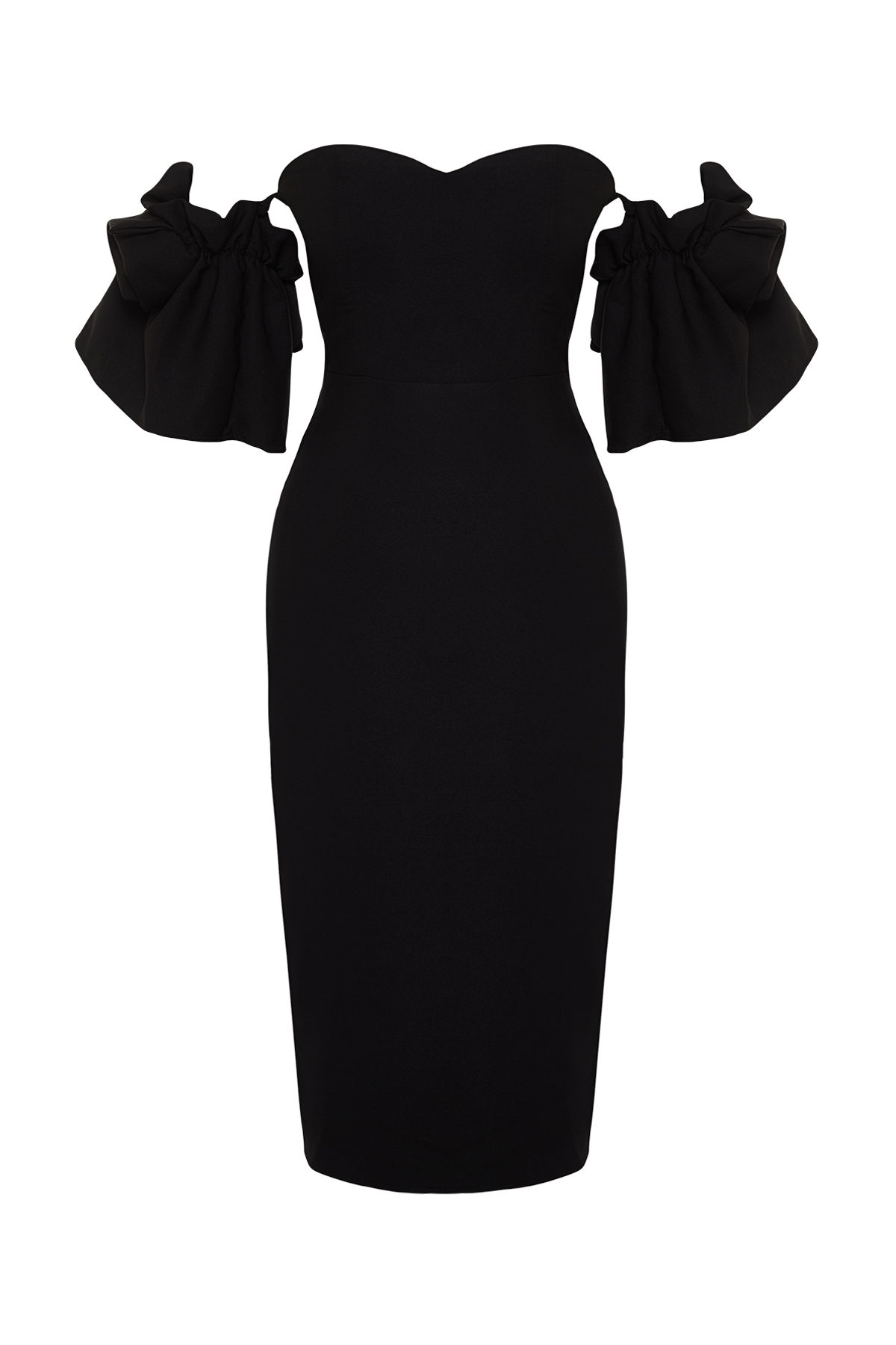 Trendyol Black Rose Accessory Woven Elegant Evening Dress