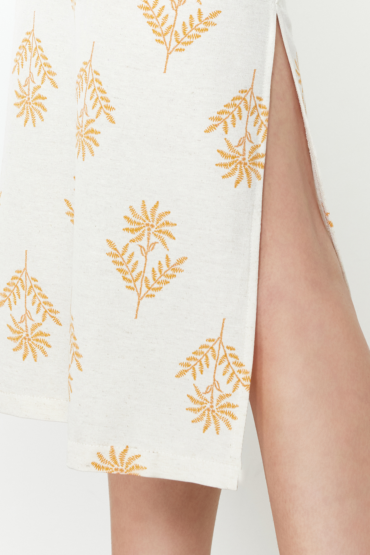 Trendyol Ecru Ethnic Patterned Straight Cut Midi Woven Dress