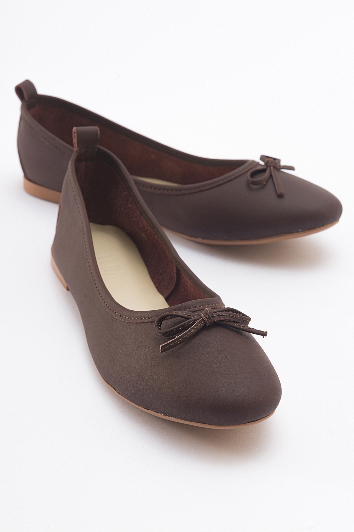 Levně LuviShoes 01 Brown Skin Genuine Leather Women's Flat Shoes.