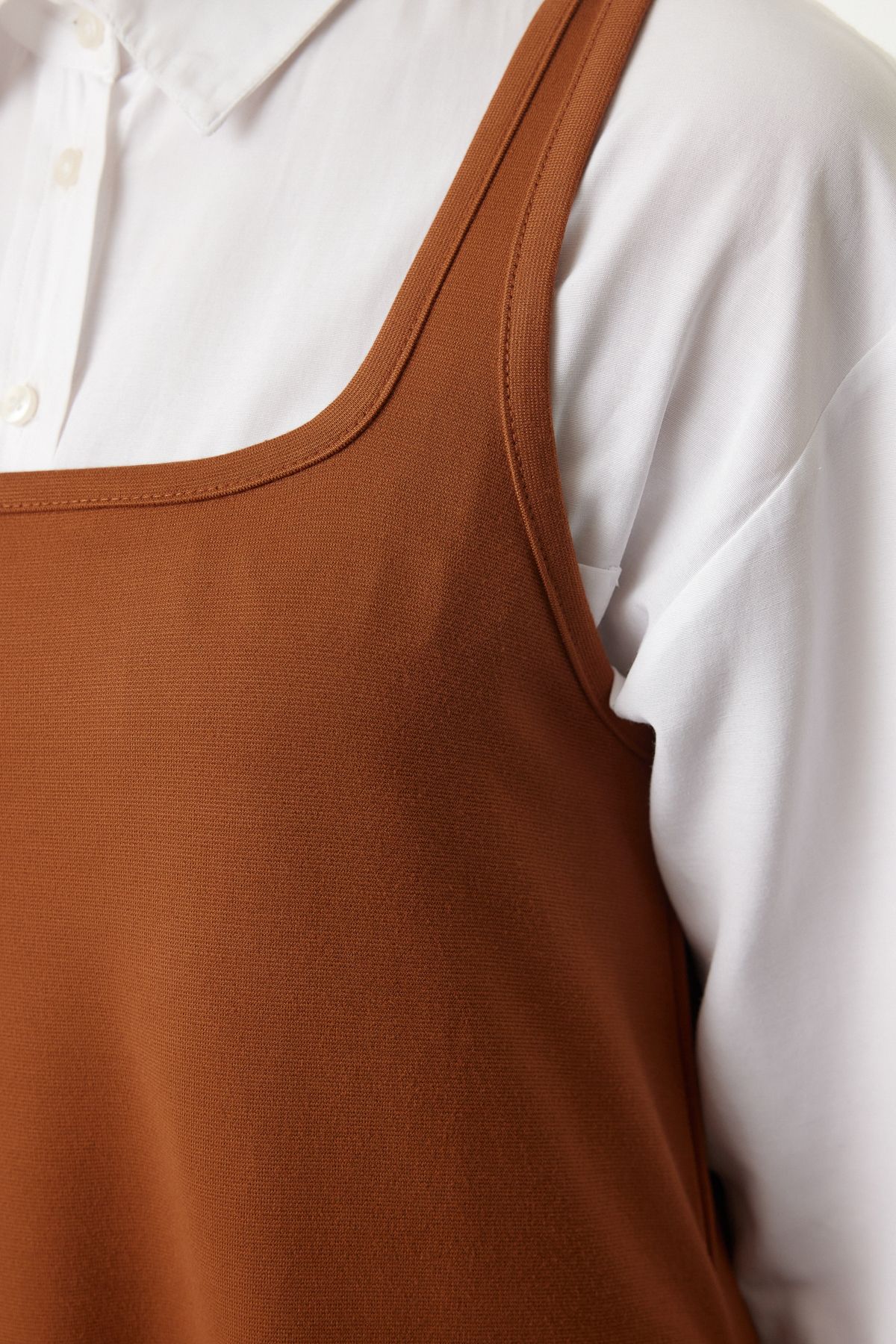 Trendyol Light brown Gilet Skater/Waist Opened Knitted Dress