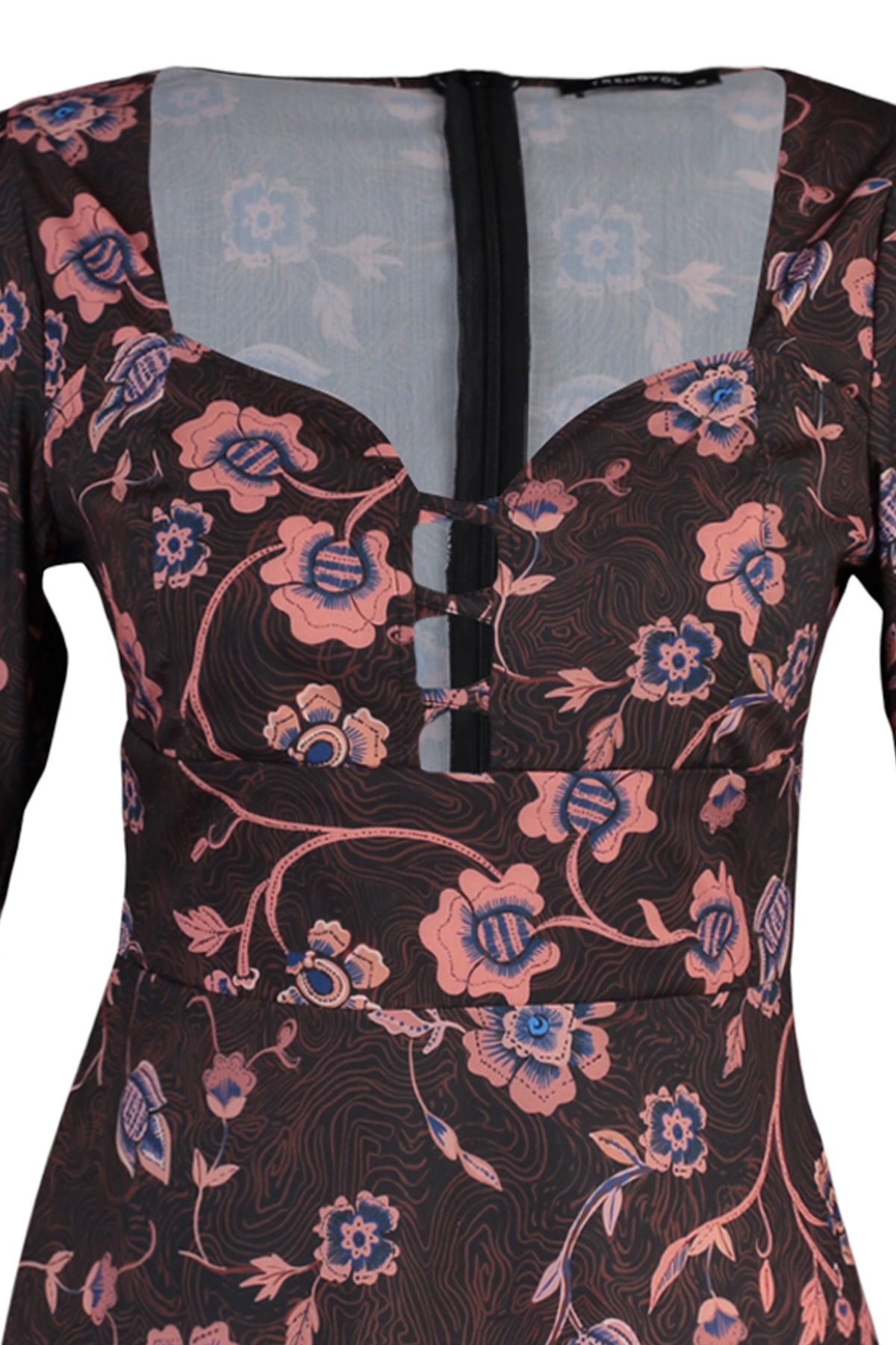 Trendyol Multi Color Decollete Rochie țesută detaliată