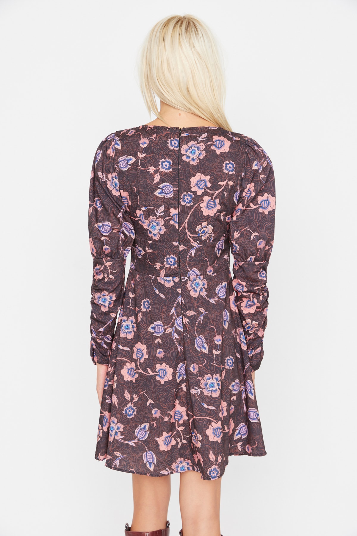 Trendyol Multi Color Decollete Rochie țesută detaliată