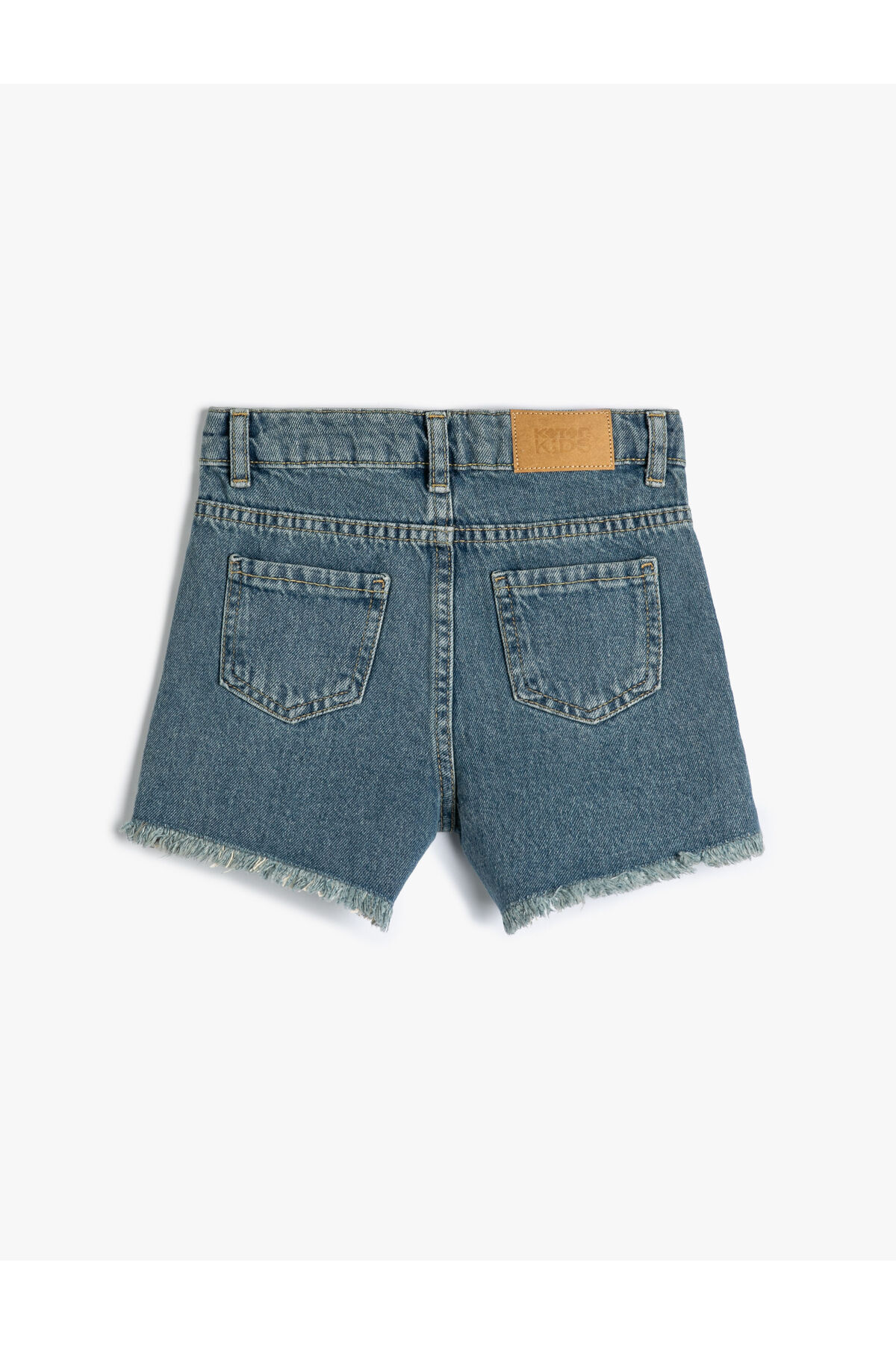 Koton Denim Shorts Worn Detail Pocket Cotton.