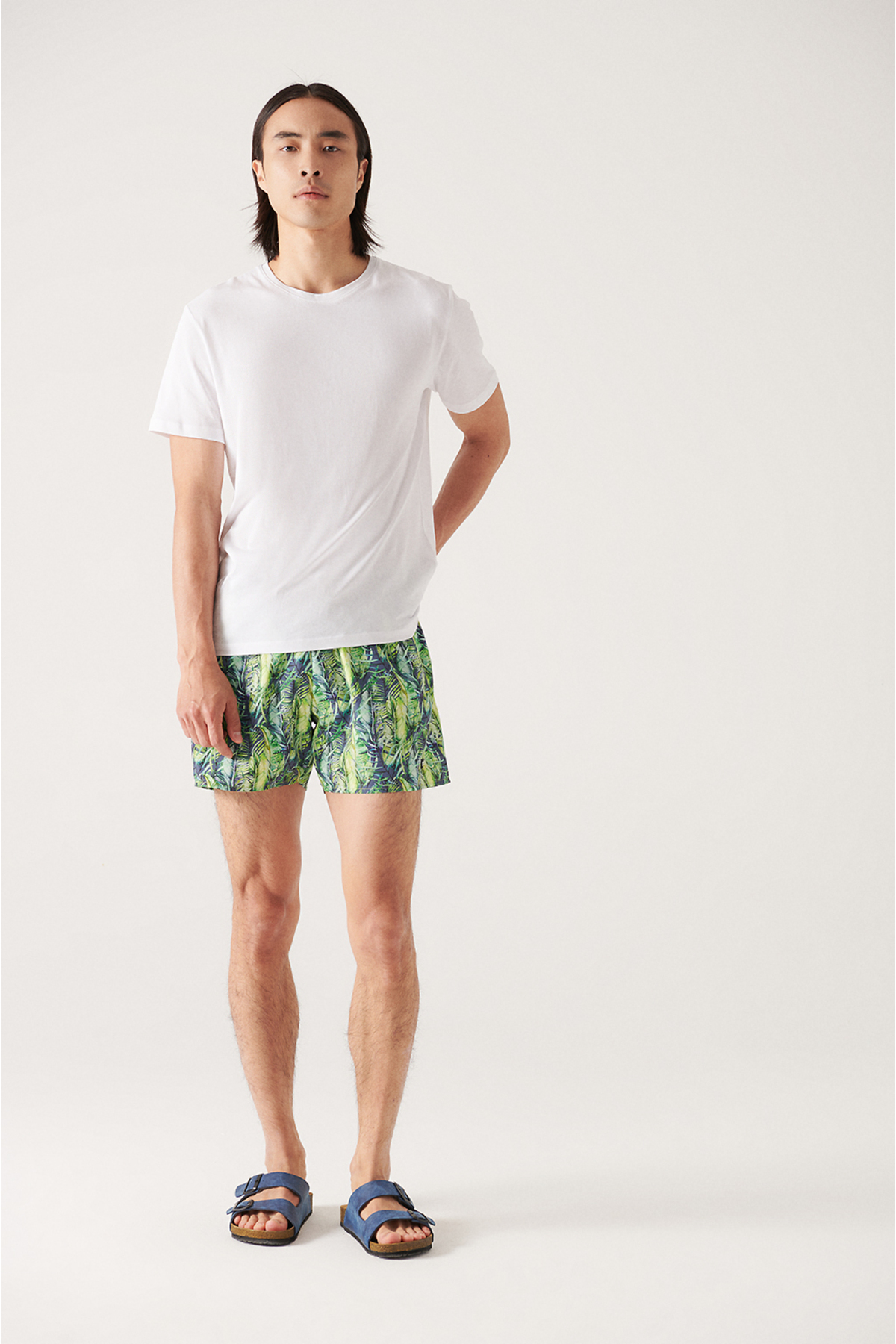 Avva Men's Green Printed Swim Shorts