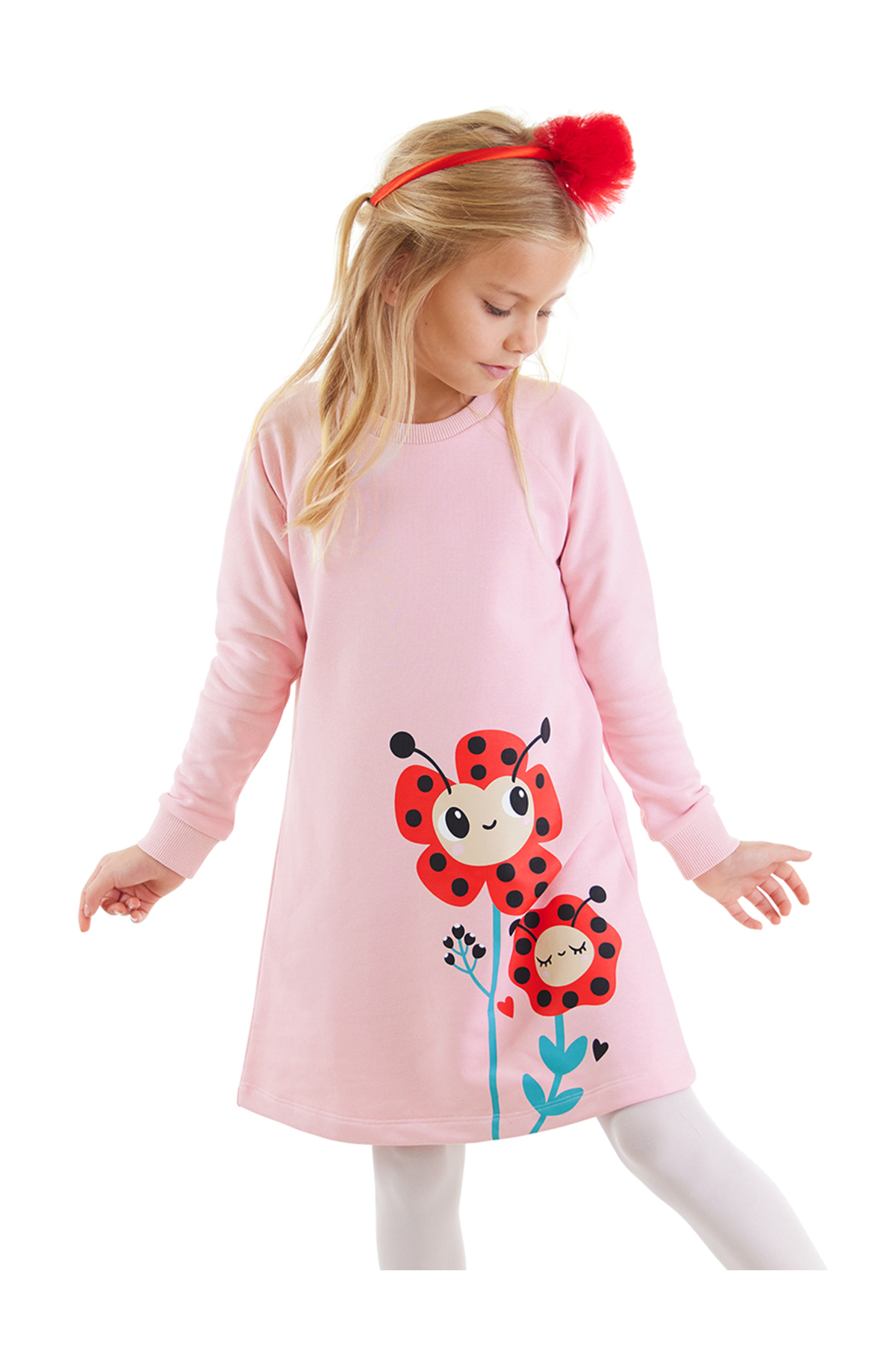 Levně Denokids Ladybug Flowers Girls' Dress