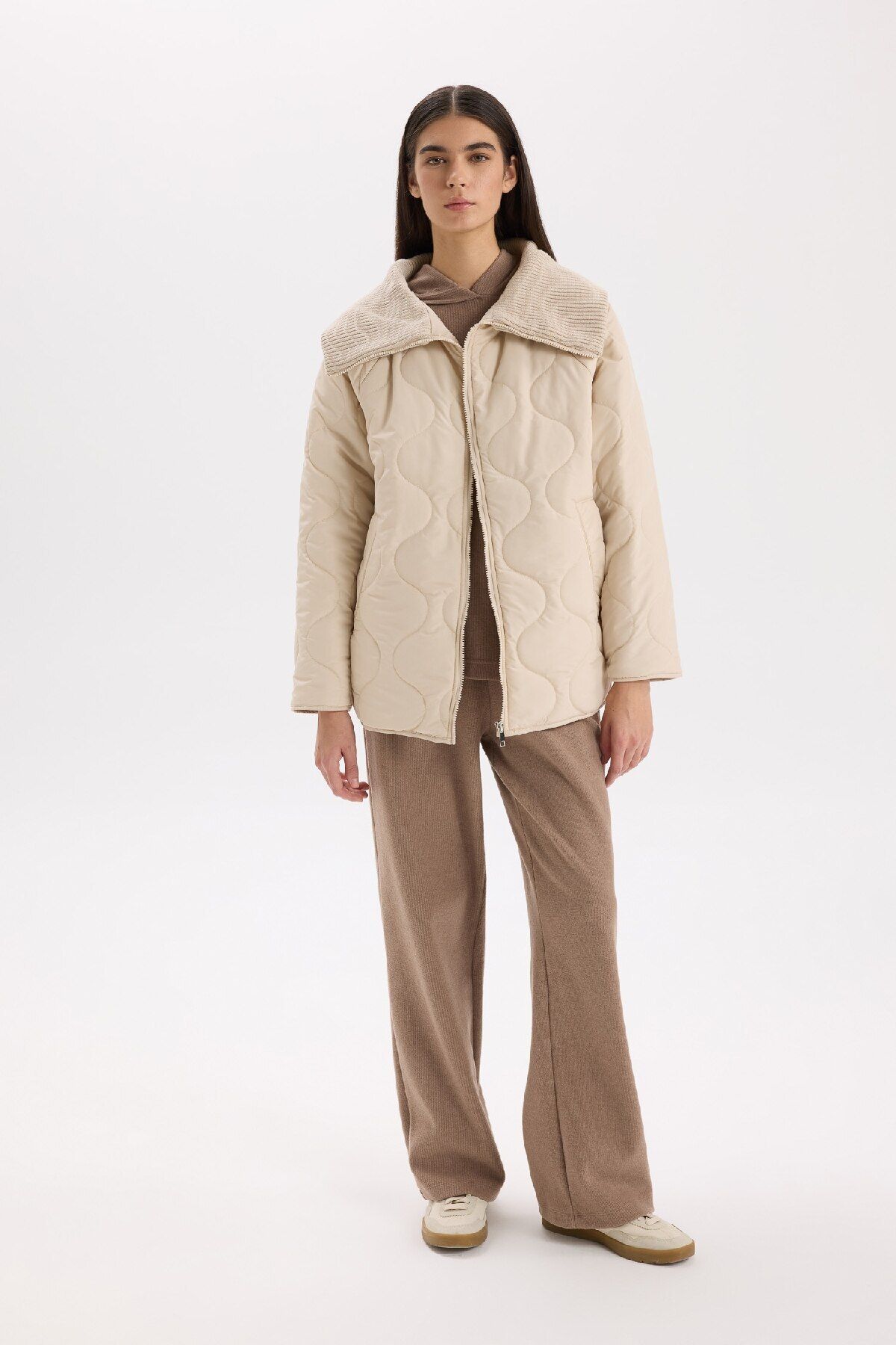 DEFACTO Water Repellent Seasonal Jacket Quilted Zippered Pocket Lightweight