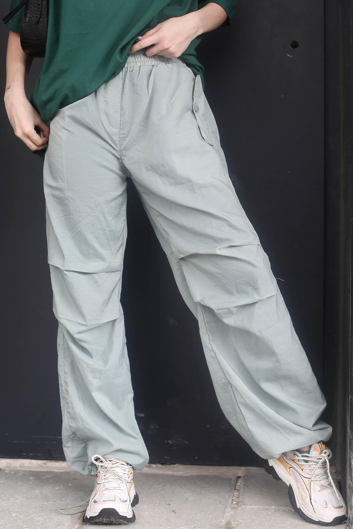 Madmext Mint Green Parachute Jogger Women's Trousers