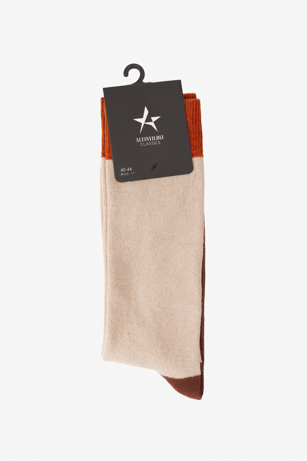 ALTINYILDIZ CLASSICS Men's Brown-Beige Patterned Bamboo Cleat Socks