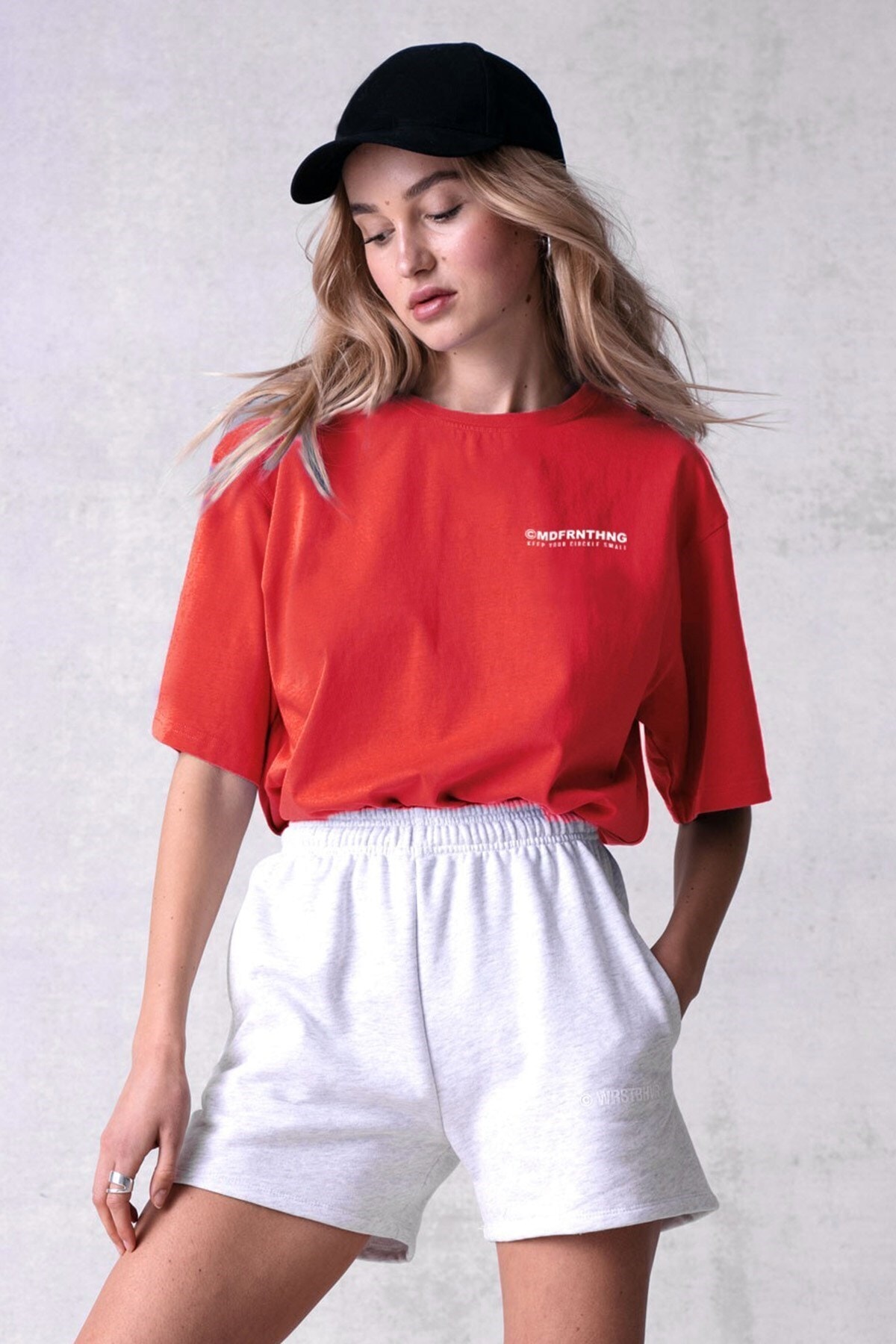 Levně Madmext Mad Girls Orange Printed T-Shirt
