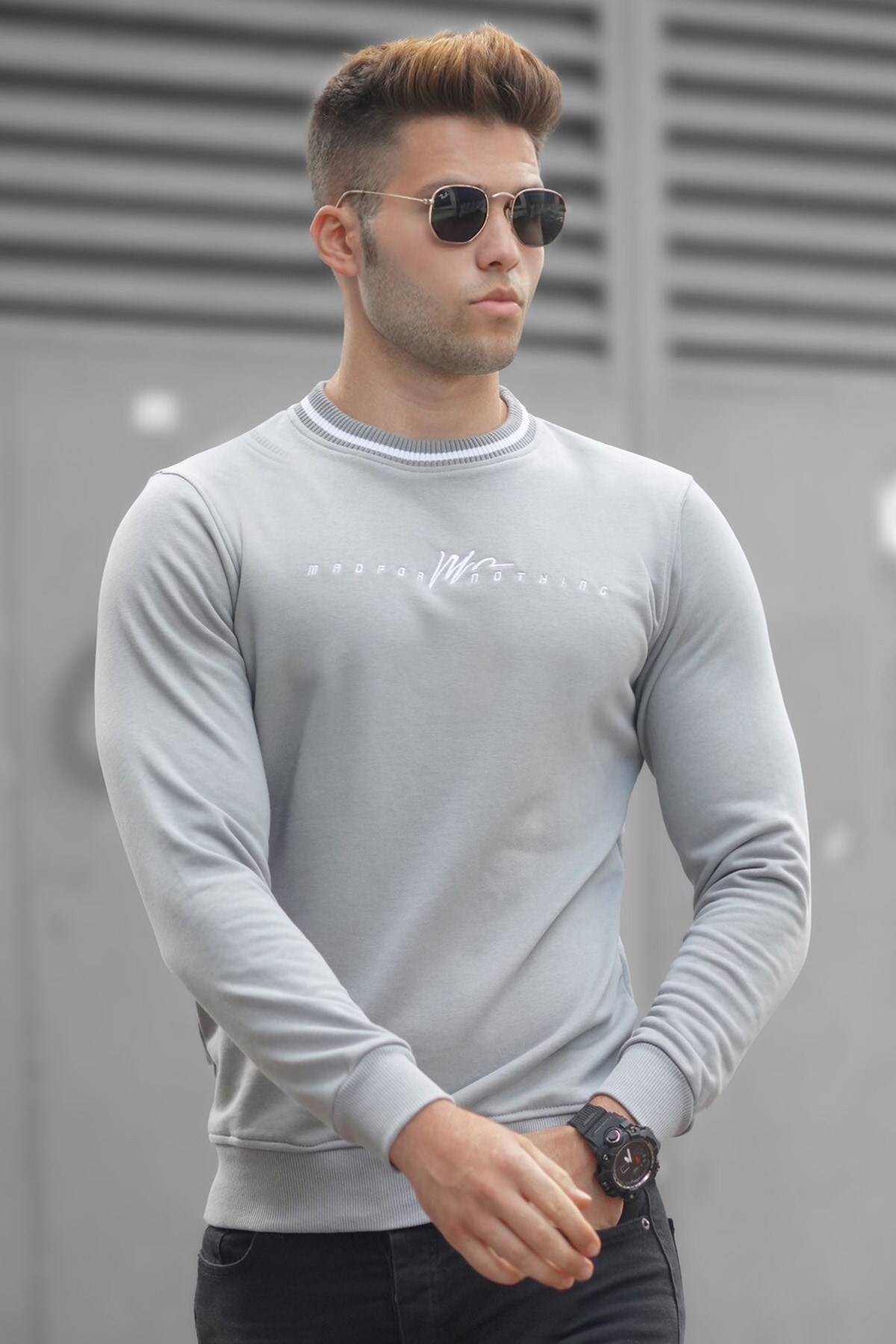 Madmext Dyed Gray Knitwear Men's Sweater 5288