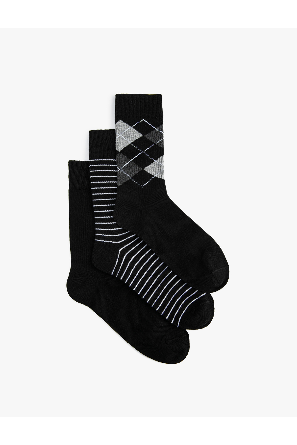 Levně Koton Striped Three-Pack Socks Set, Geometric Pattern