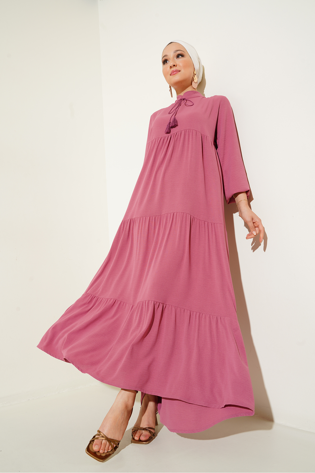Bigdart Šnurovacie šaty na šnurovanie hidžábu - Dusty Rose