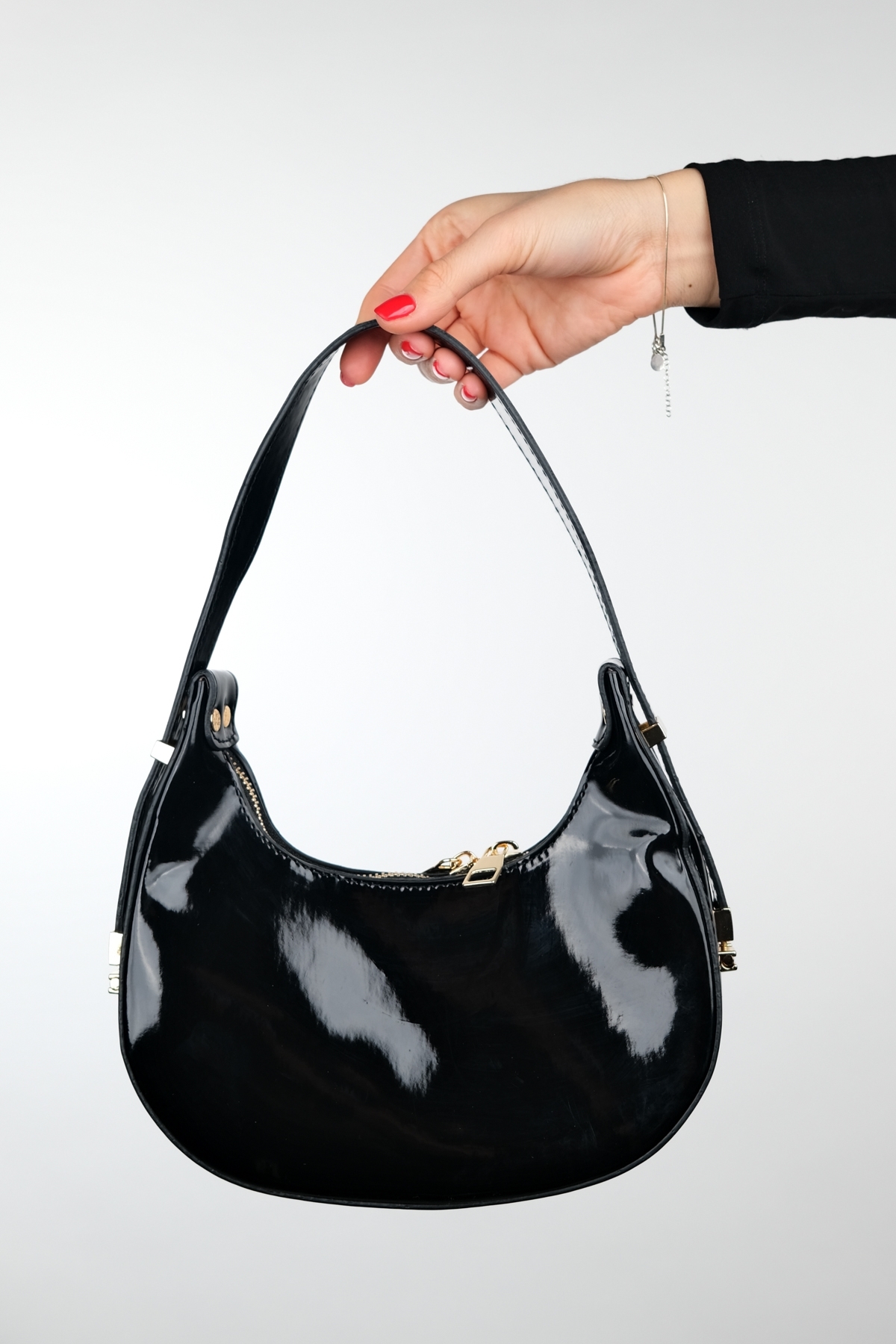 Levně LuviShoes SUVA Black Patent Leather Women's Handbag