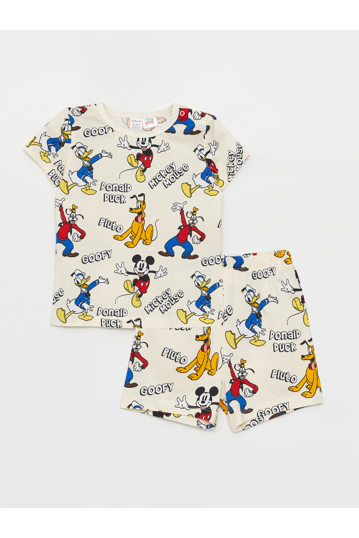 LC Waikiki Crew Neck Short Sleeve Mickey Mouse Printed Baby Boy Pajamas Set