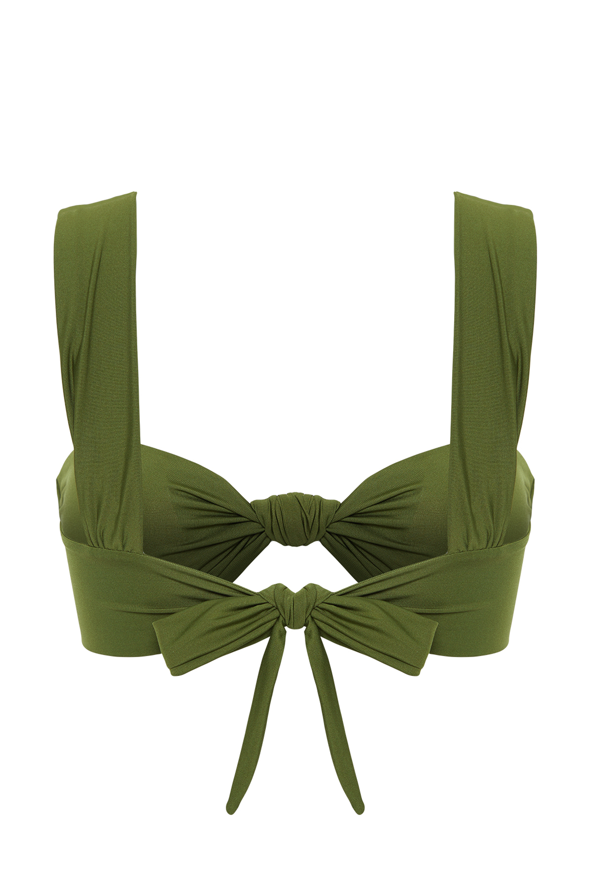 Trendyol Khaki Bralette Knotted Bikini Top