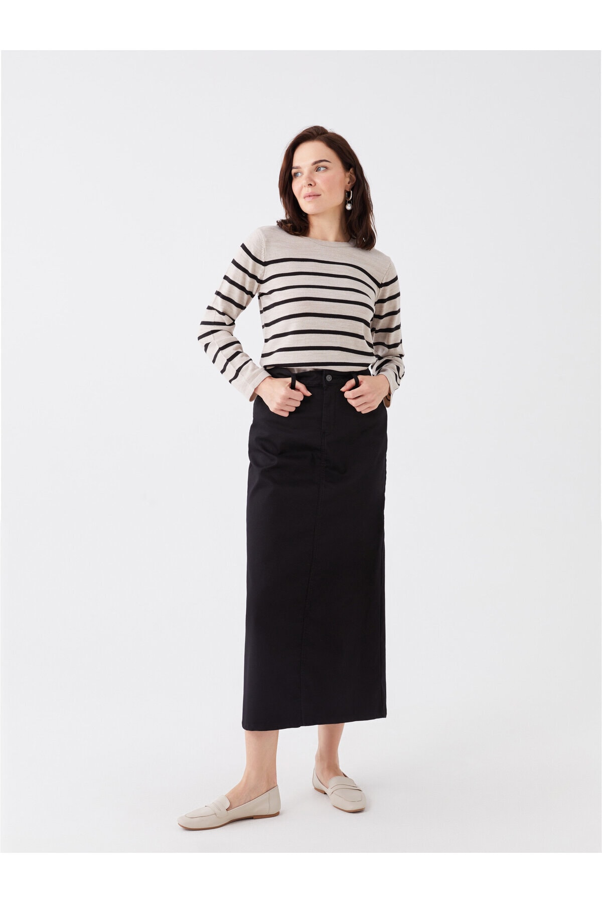LC Waikiki Women's Tight-fitting Plain Gabardine Skirt