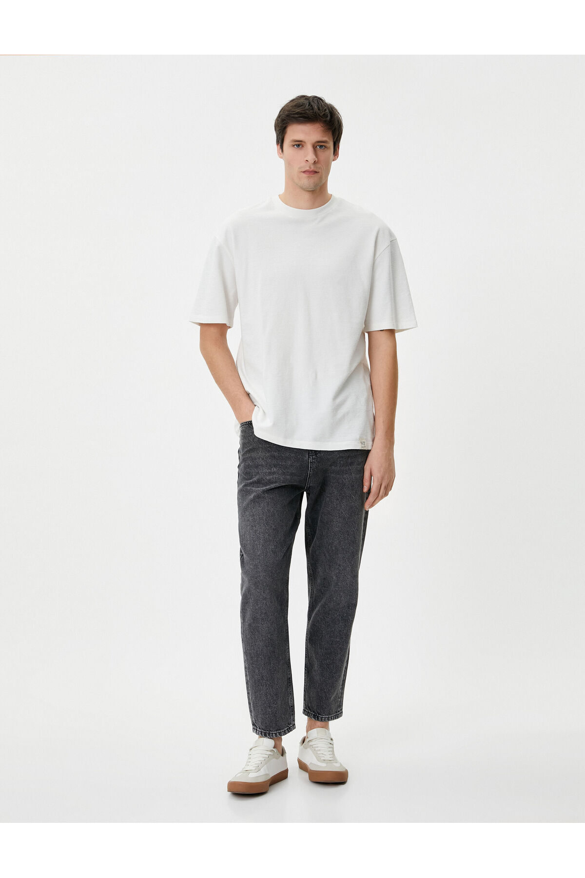 Koton Loose Fit Wide Denim Trousers Pocket Cotton Standard Waist - Steve Jean
