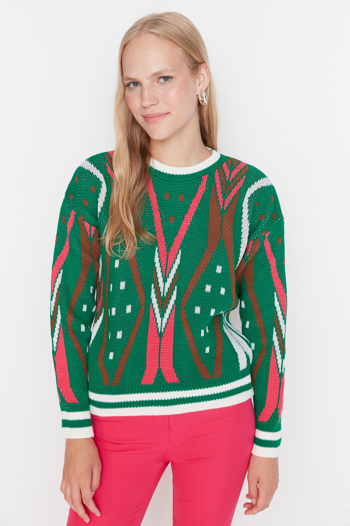 Trendyol Sweater - Green - Regular fit