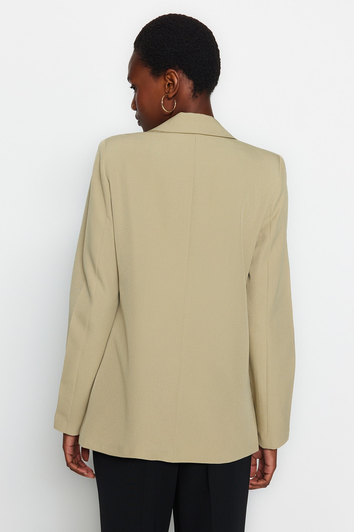 Trendyol Light Khaki Regular Leopard Lined Detailed Woven Blazer Jacket