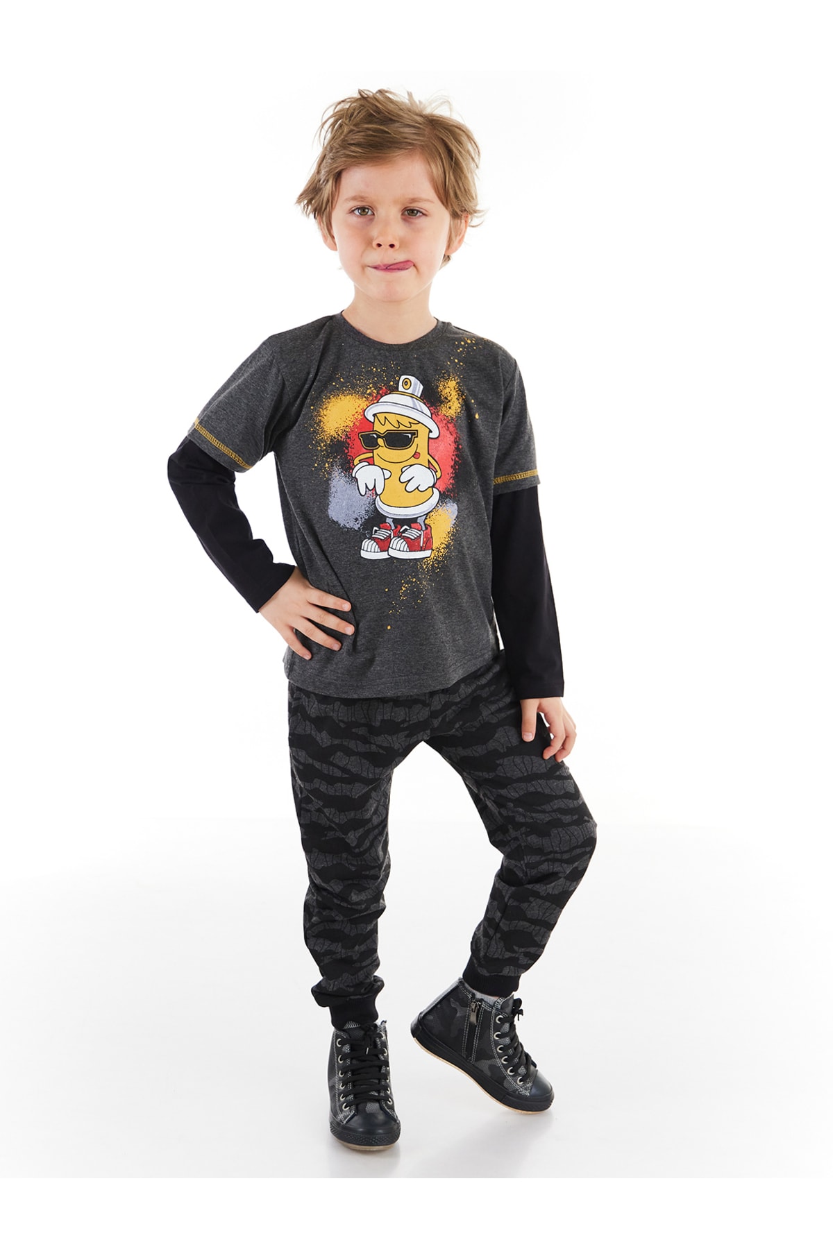 Mushi Spray Camouflage Boys T-shirt Trousers Suit