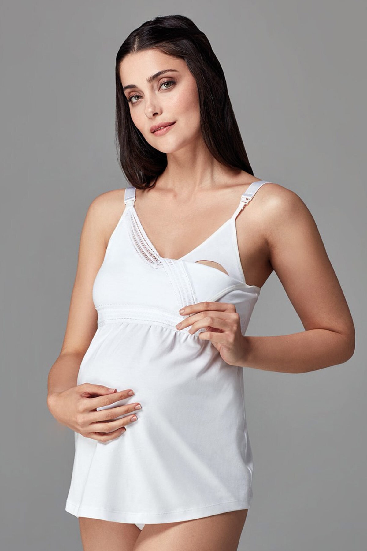 Dagi White Postpartum Nursing Undershirt