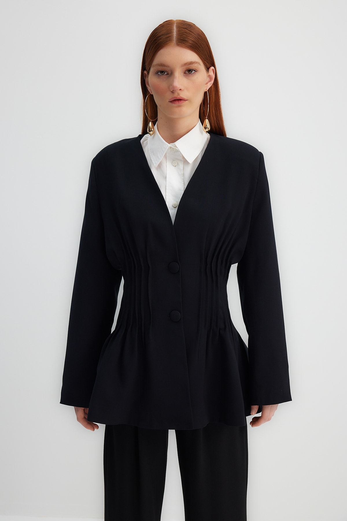 Trendyol X Kevser Sarıoğlu Black Rib Detailed Woven Jacket