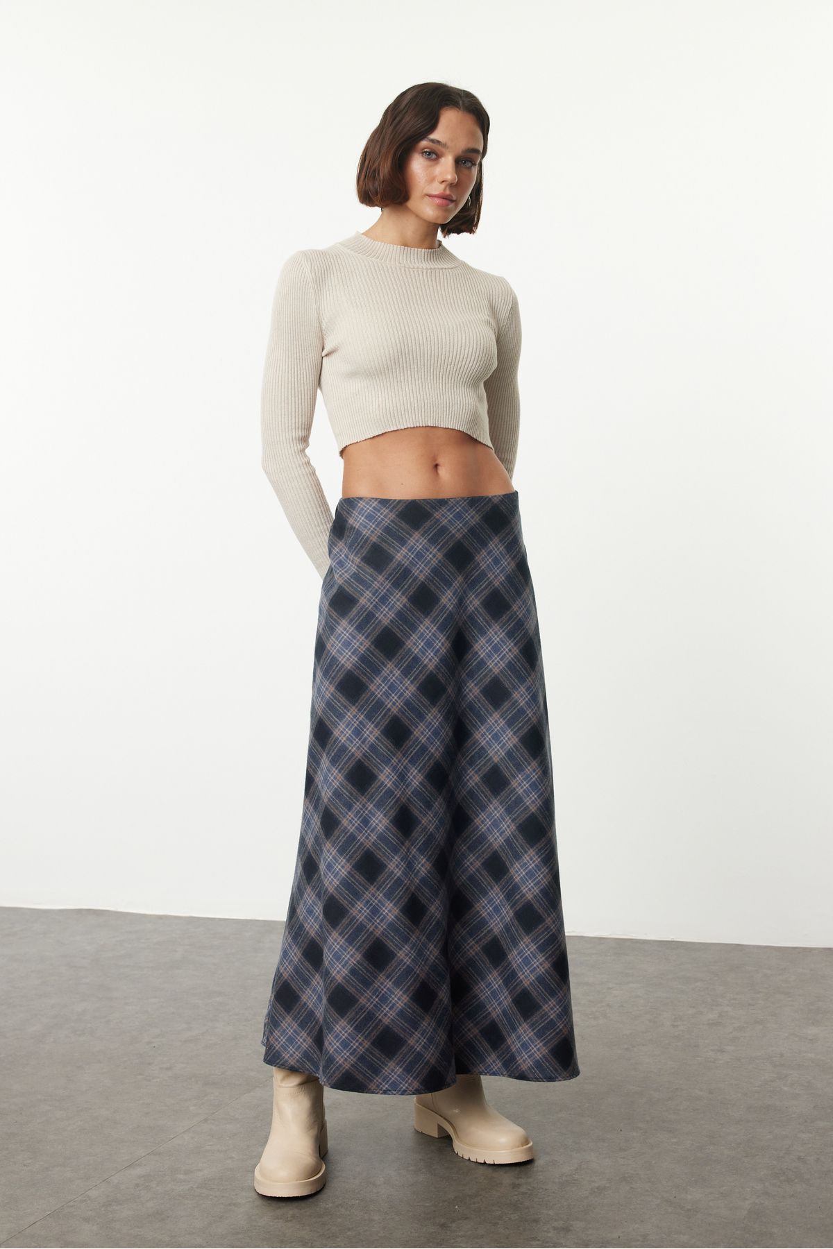 Trendyol Multicolor Low Waist Plaid Pattern A-line Maxi Skirt