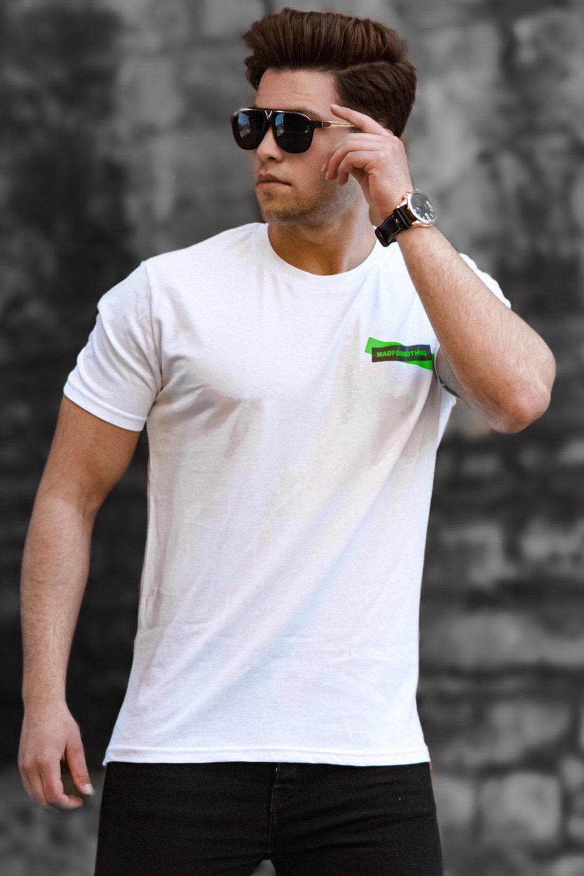 Levně Madmext Men's White Printed T-Shirt 5270
