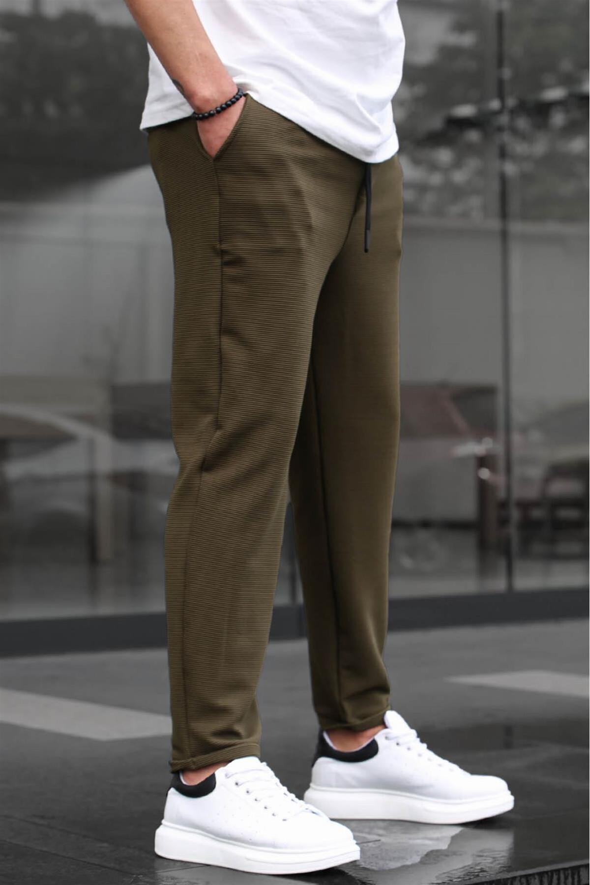 Madmext Khaki Basic Waffle Fabric Men's Trousers 6509