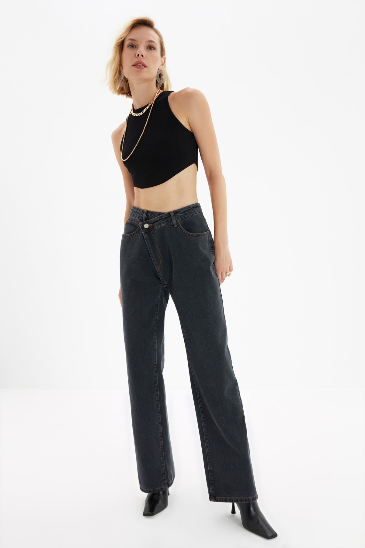 Trendyol Jeans - Gray - Wide leg