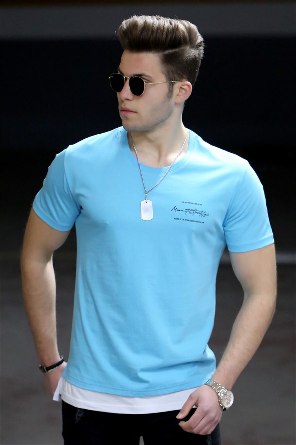 Madmext Men's Turquoise T-Shirt 4521