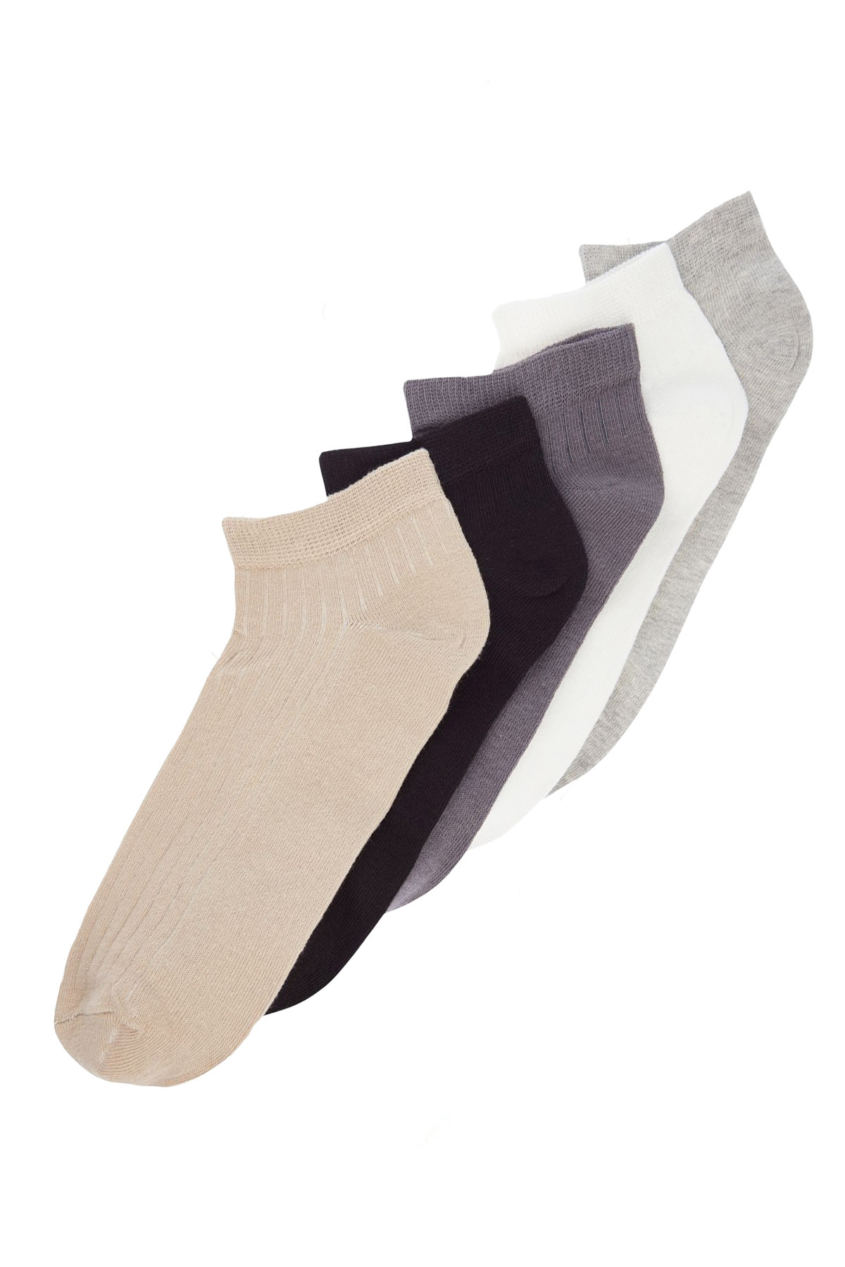 Trendyol Multicolored Cotton 5 Pack Stripe Textured Booties Socks