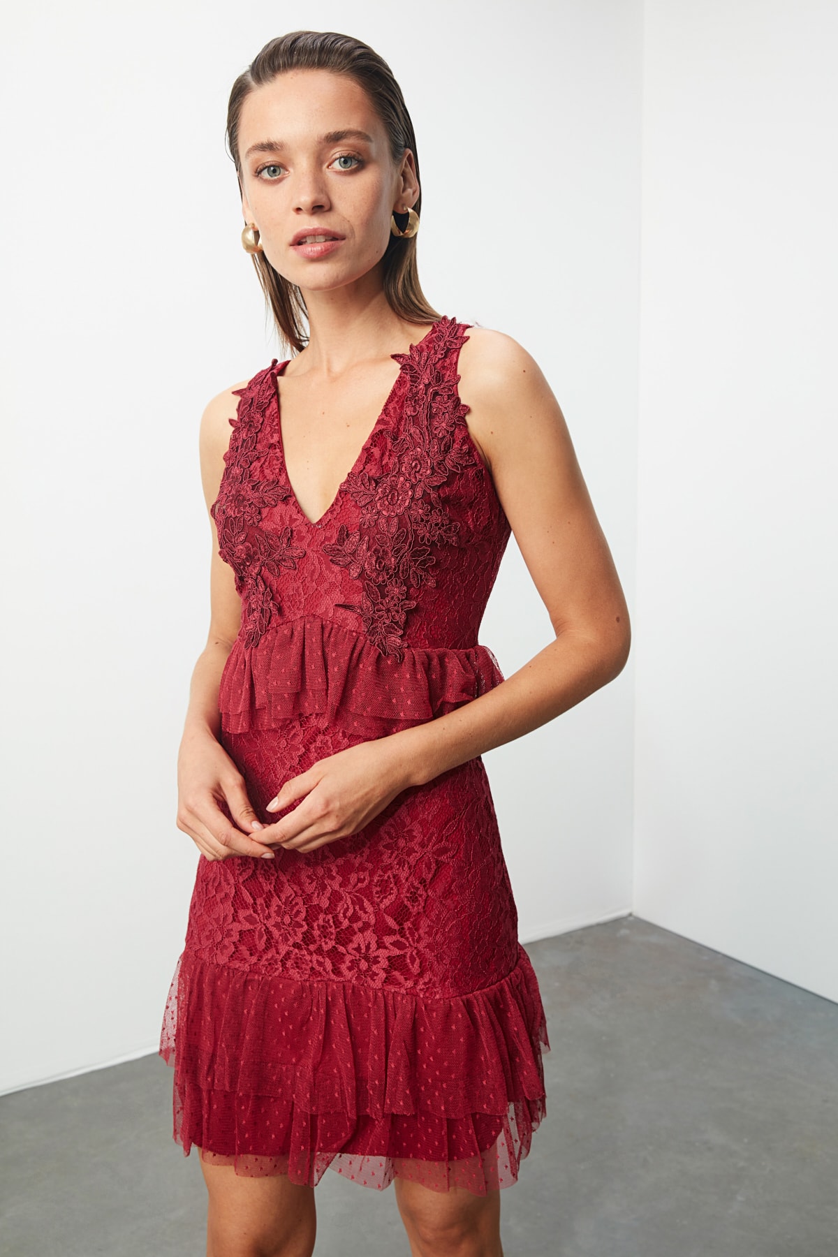 Trendyol Dress - Bordeaux - Ruffle both