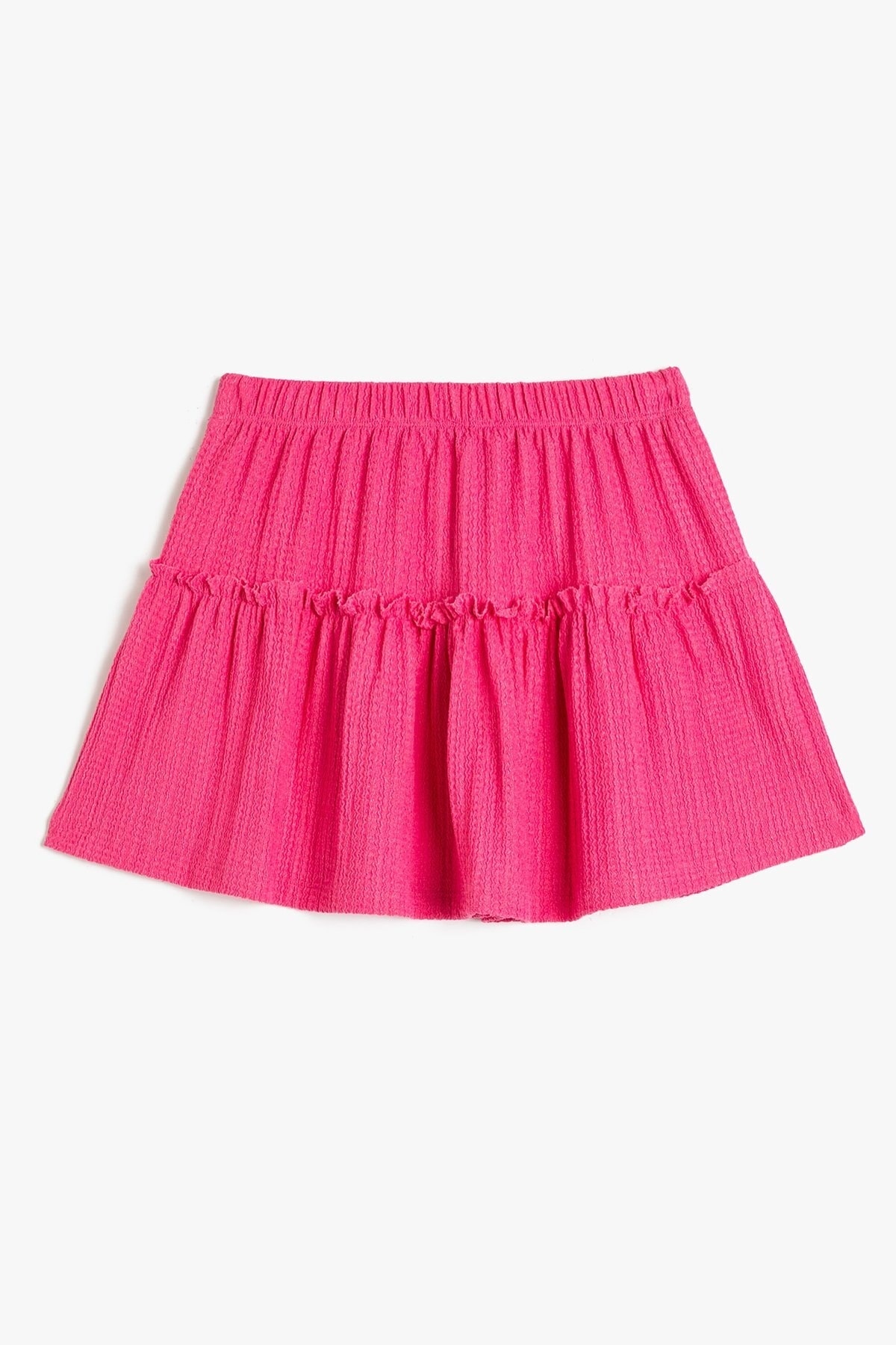 Koton Girl's Tiered Mini Skirt with Elastic Waist 3skg70021ak