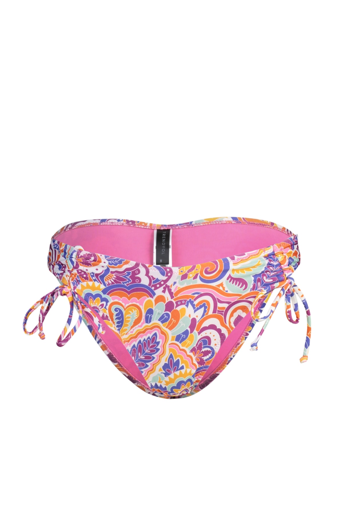 Trendyol Abstract Patterned Gathered Normal Leg Bikini Bottom