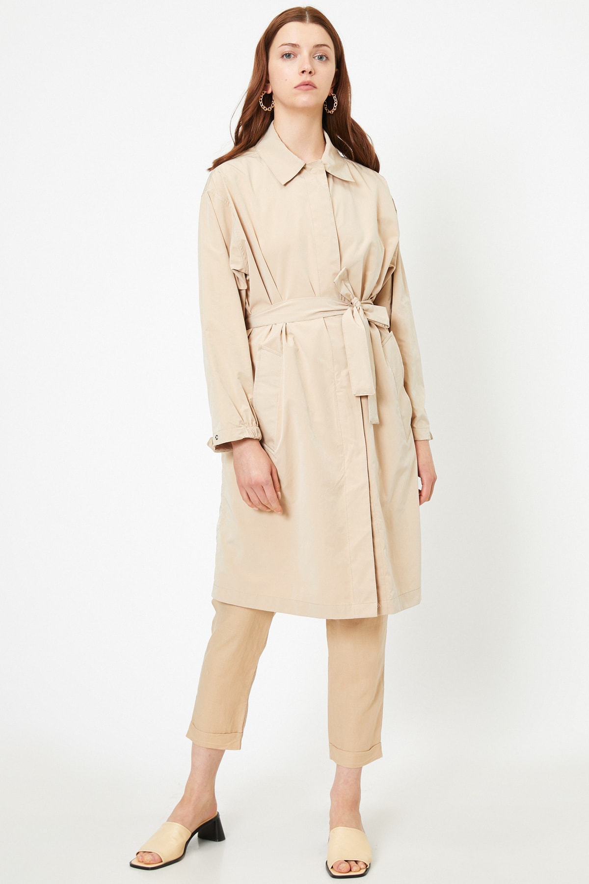 Koton Women's Beige Trench Coat