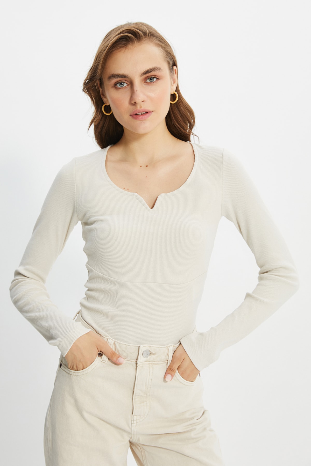 Trendyol Blouse - Beige - Regular fit