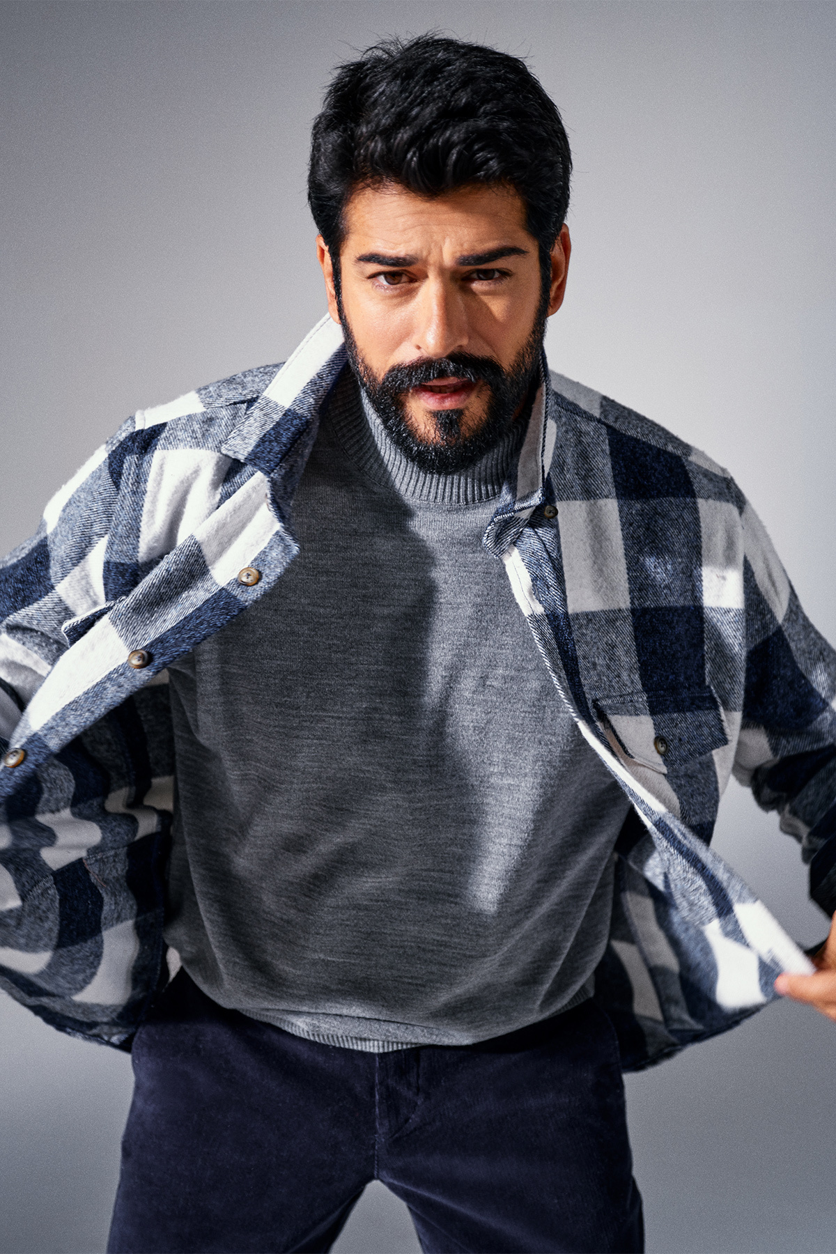 Levně ALTINYILDIZ CLASSICS Men's Gray Melange Anti-Pilling, Anti-Pilling Feature Standard Fit Full Turtleneck Knitwear Sweater.