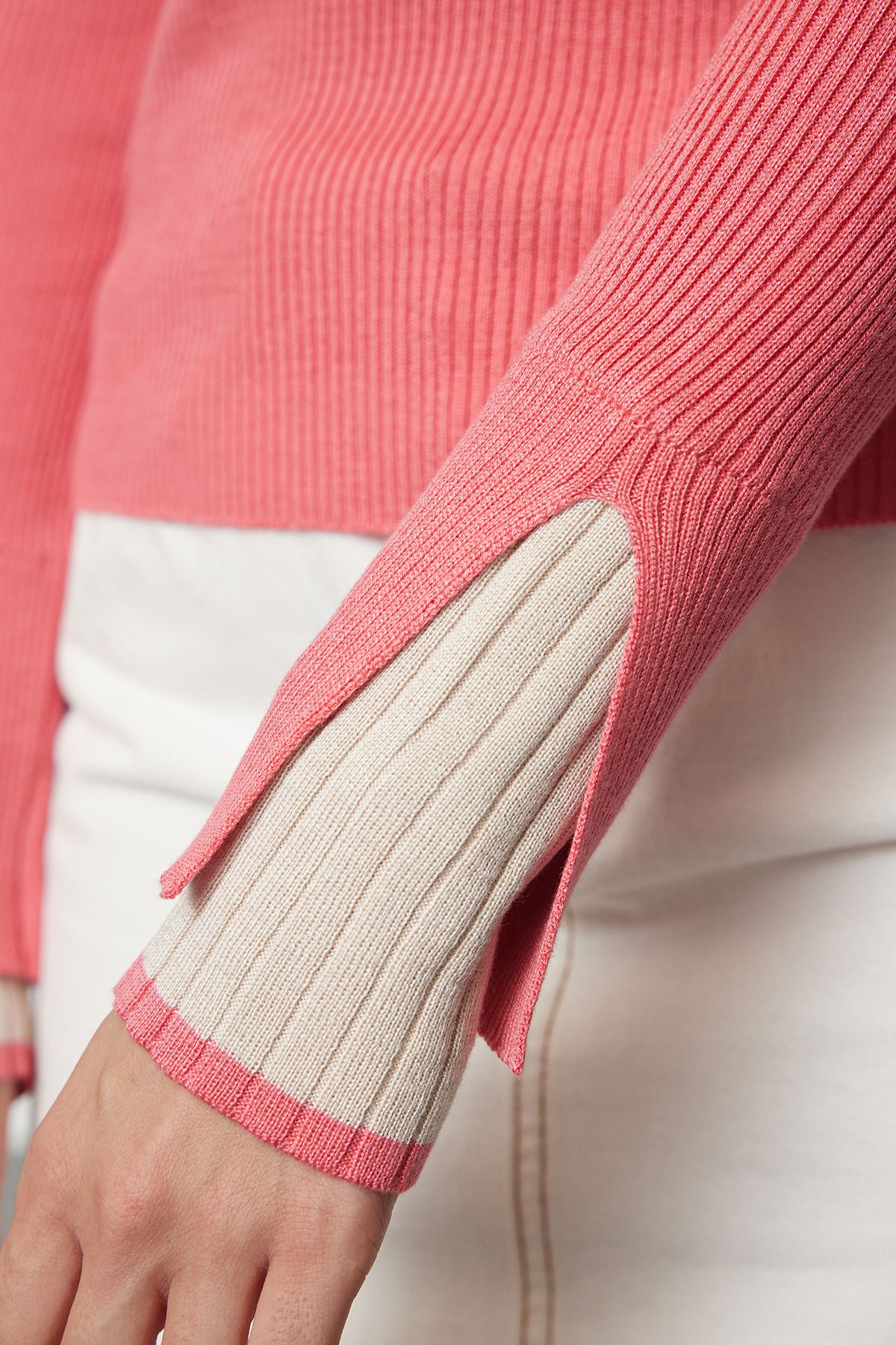 Trendyol Pink Premium Quality Color Block Knit Sweater