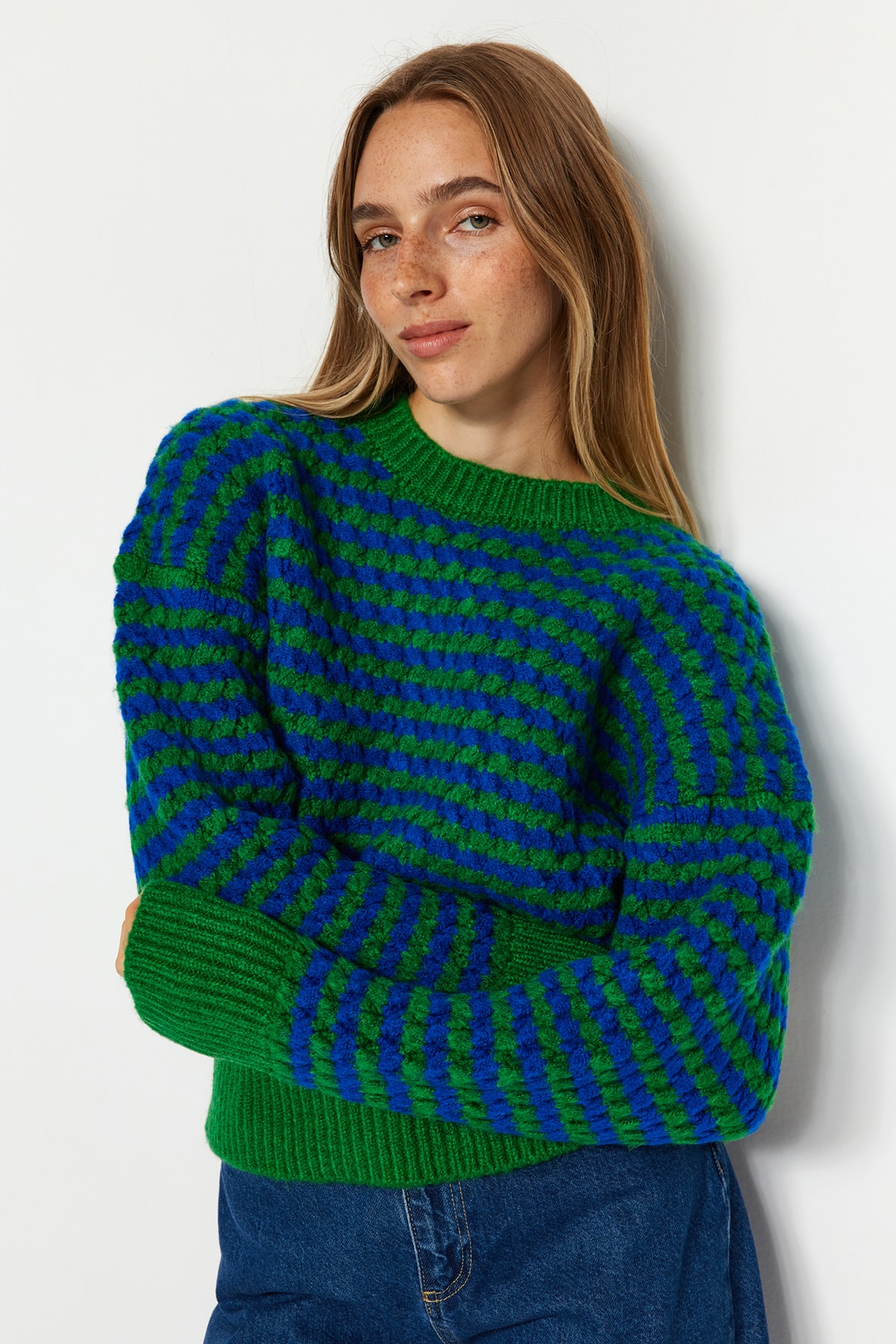 Trendyol Sweater - Green - Oversize