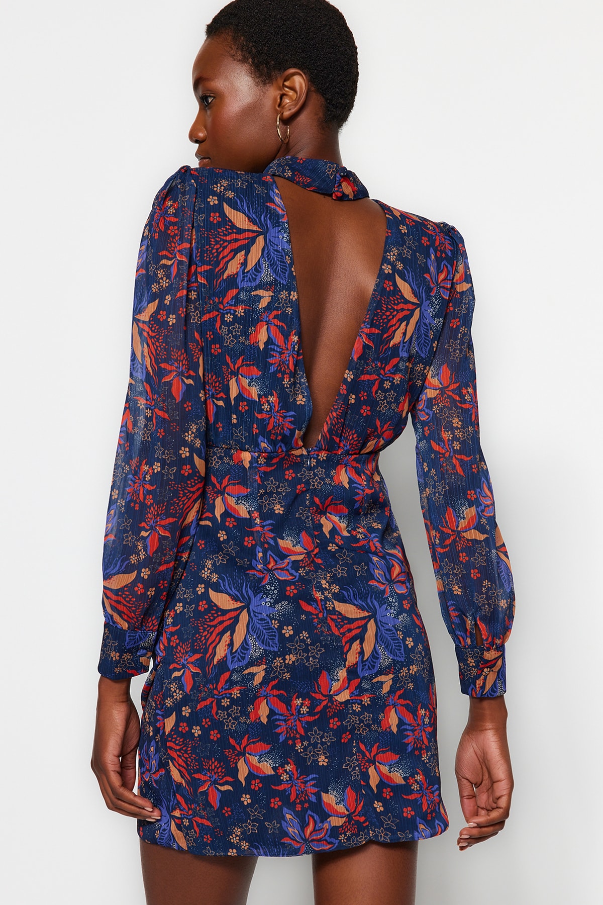 Trendyol Blue Stand-Up Collar Dress, Woven Dress