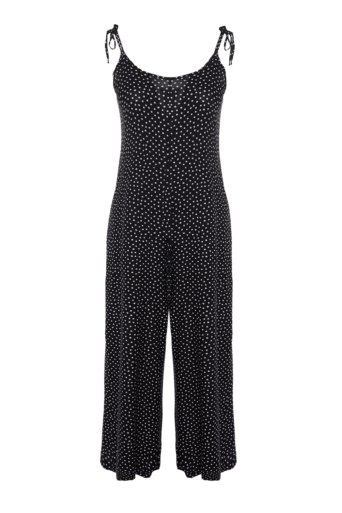 Trendyol Curve Black Floral Pattern Woven Jumpsuit