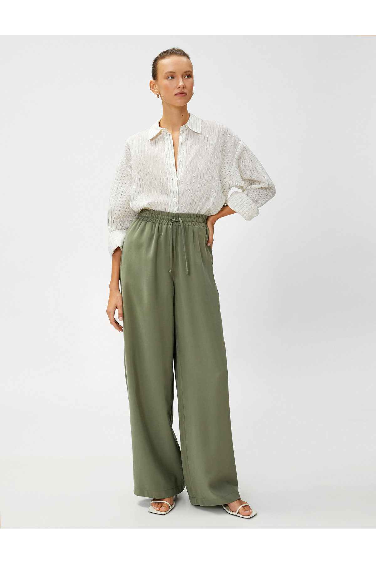Koton Wide Leg, Comfortable Trousers. Silky-textured.
