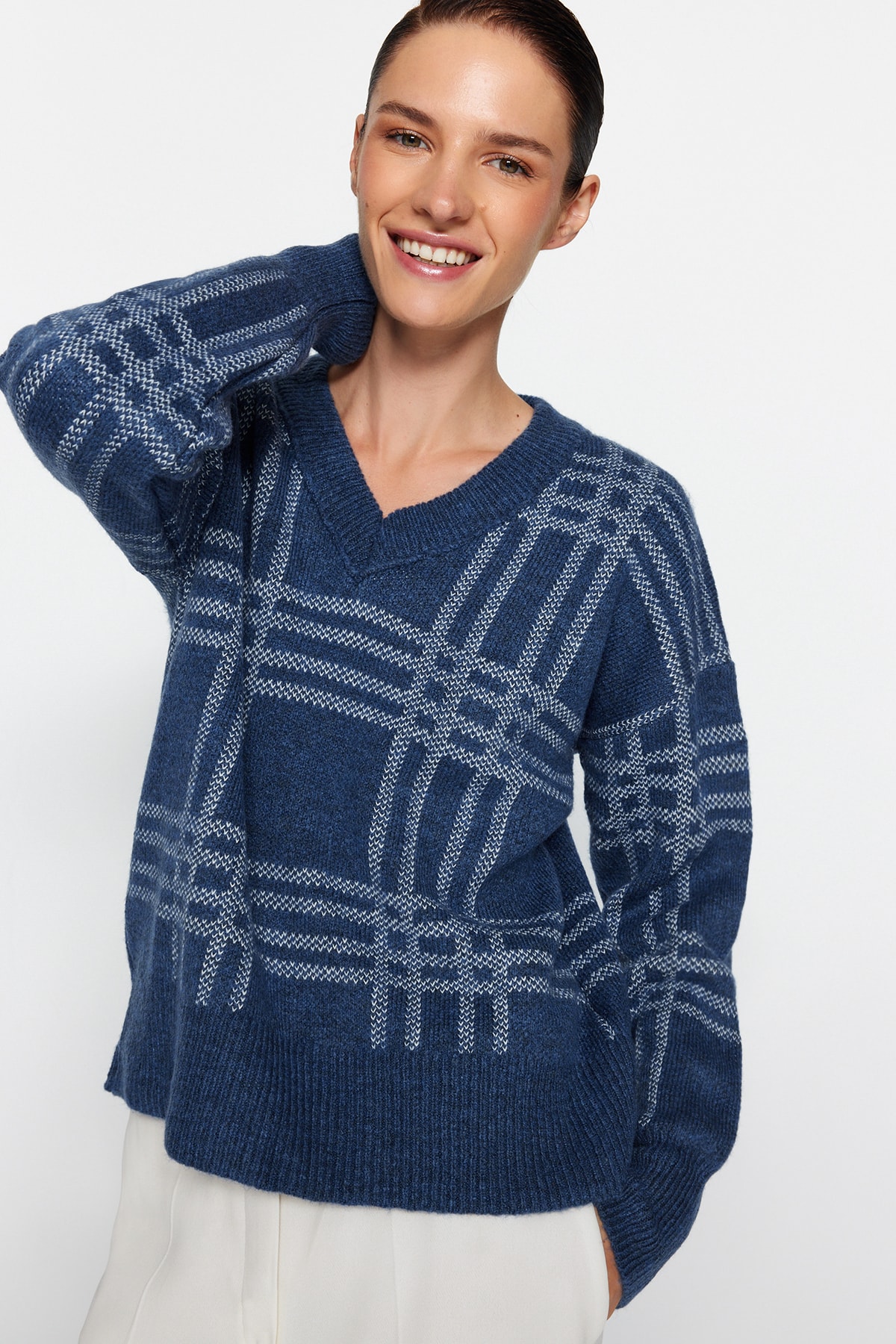 Trendyol Sweater - Blue - Oversize