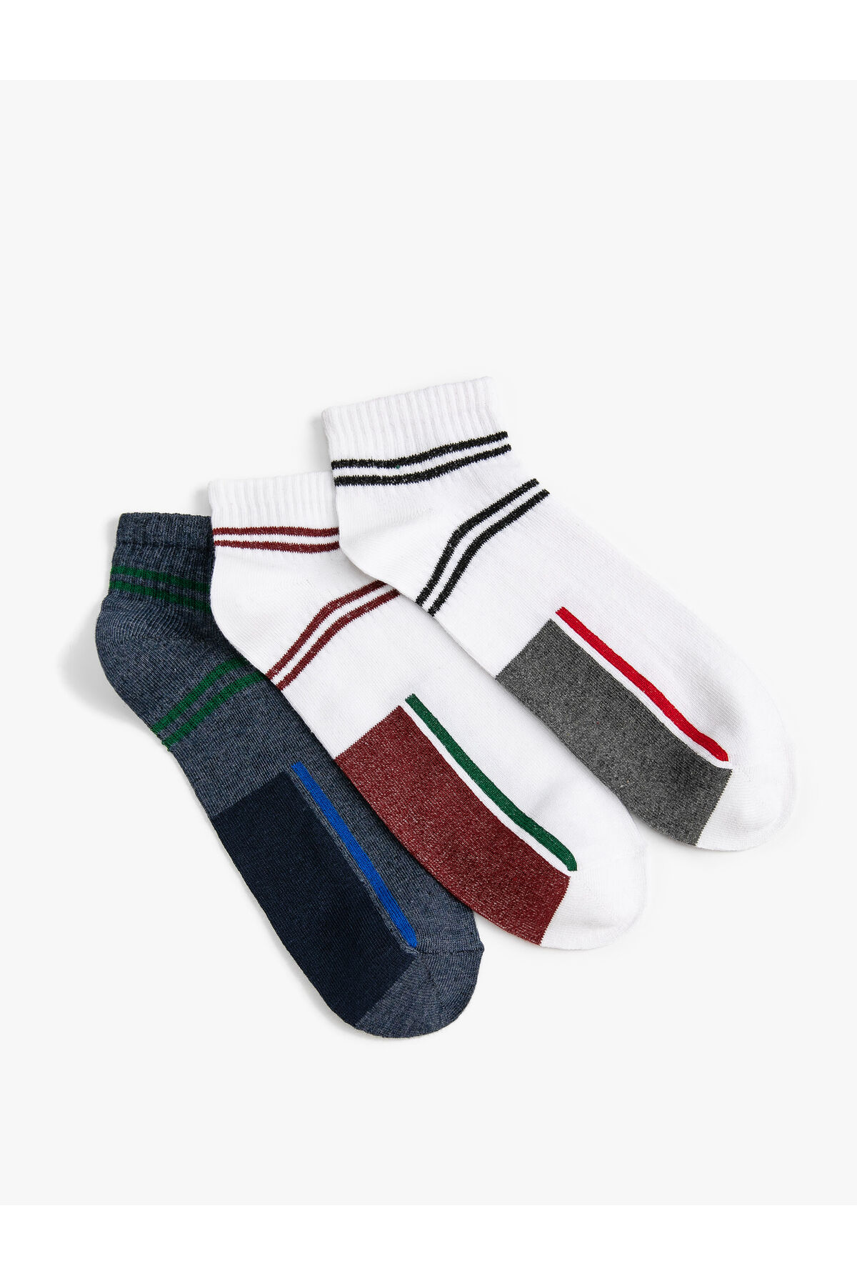 Koton Set of 3 Booties Socks Multicolored Geometric Pattern