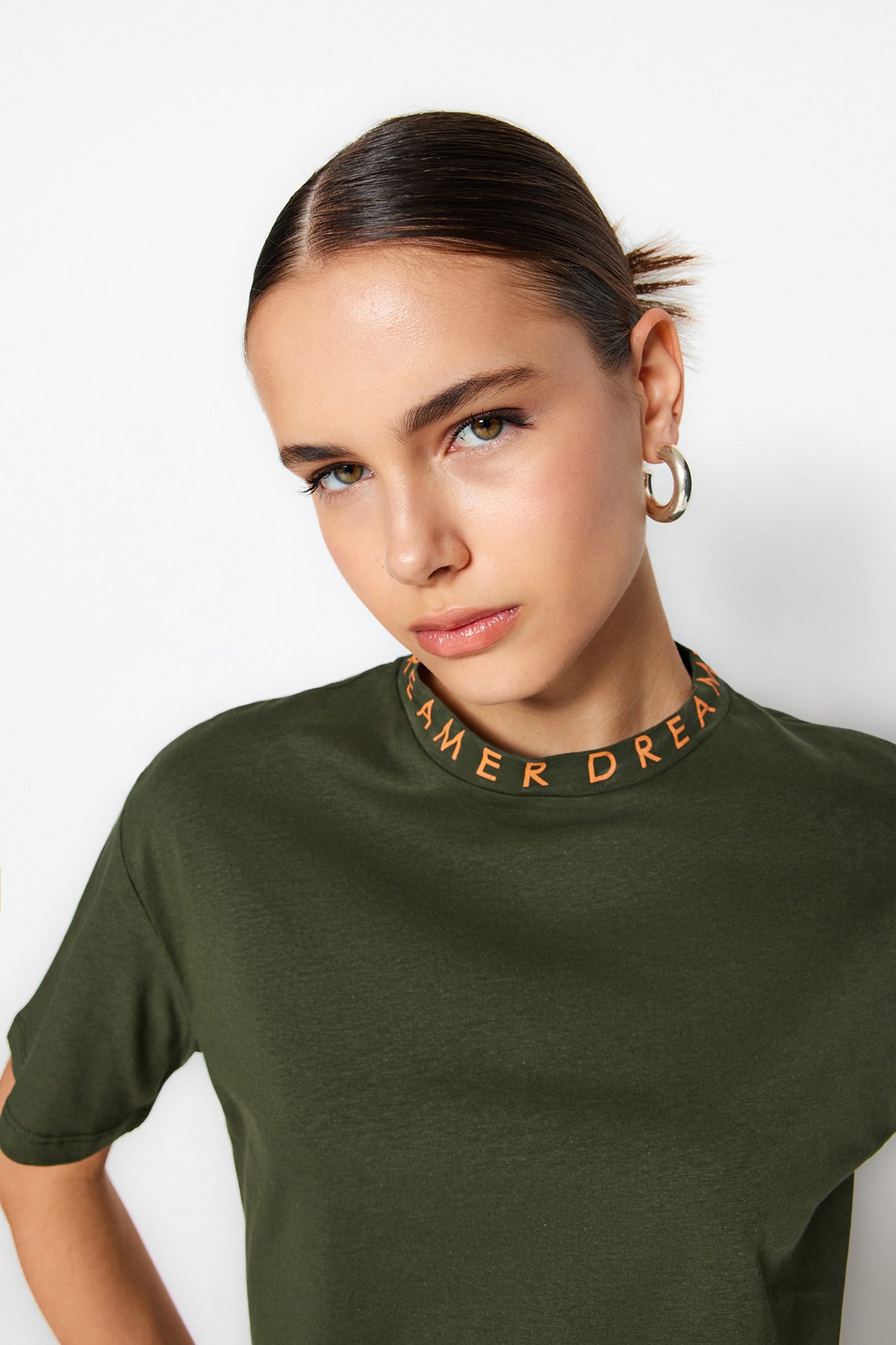 Tricou damă Trendyol Collar Printed