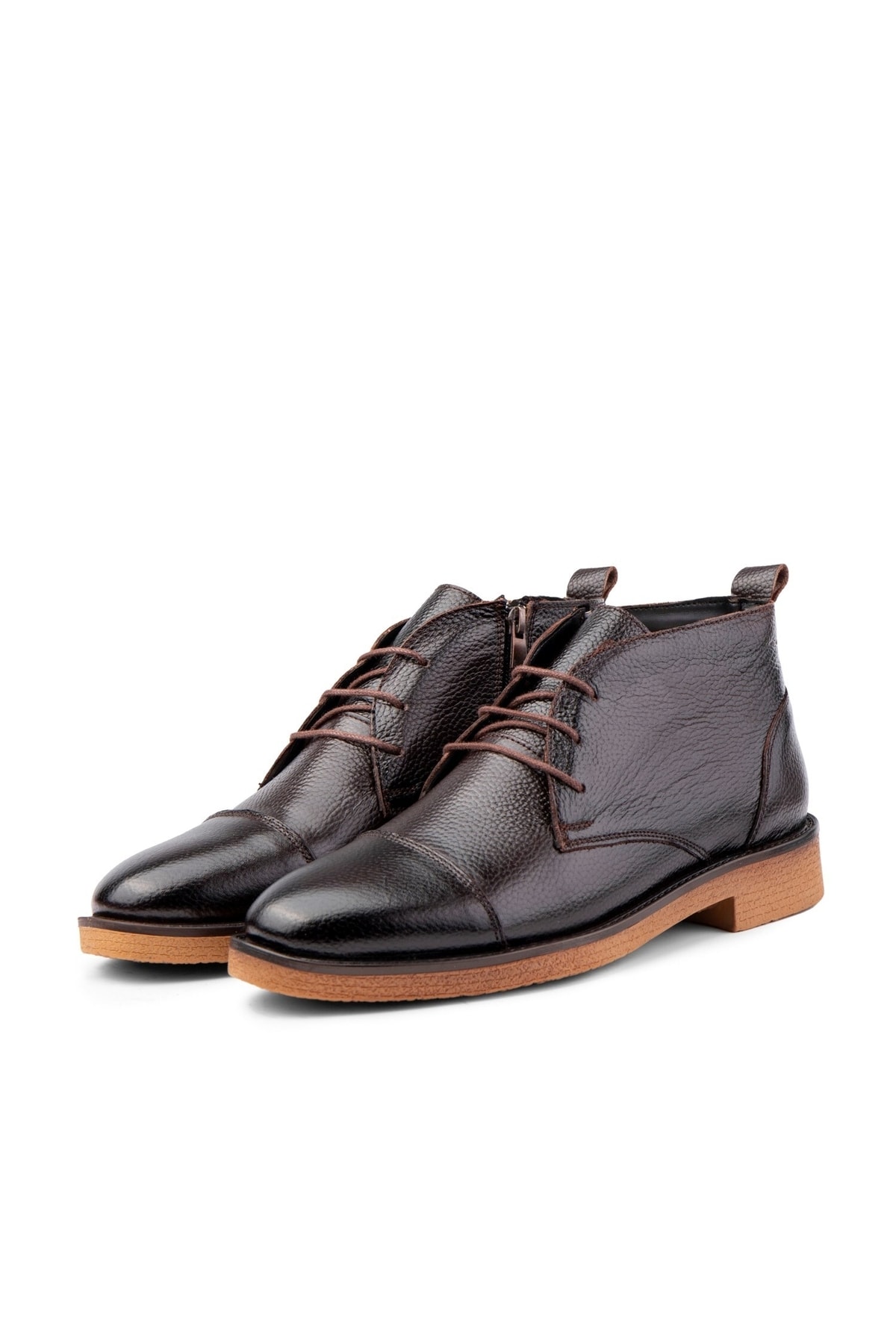 Levně Ducavelli Birmingham Genuine Leather Lace-Up Zippered Anti-Slip Sole Daily Boots Navy Blue.